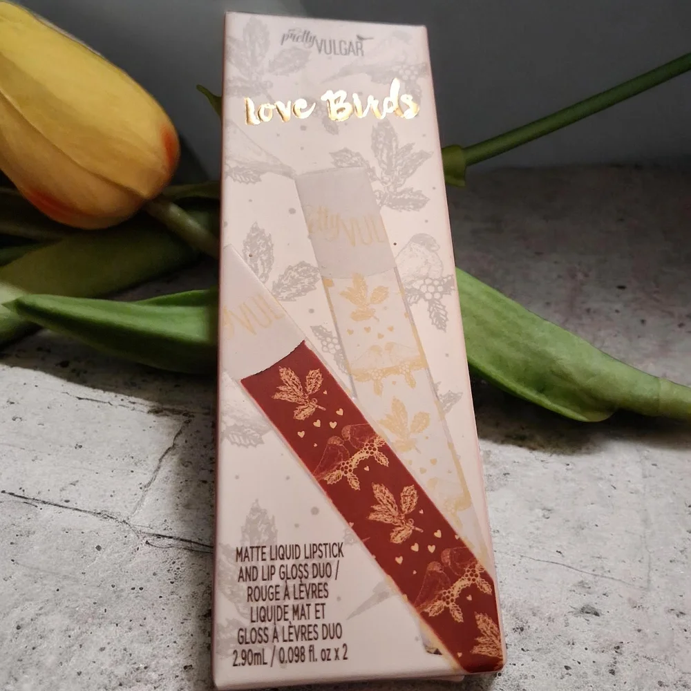 Pretty Vulgar Love Birds Lip Gloss Set - Matte Red & Clear Lip Gloss